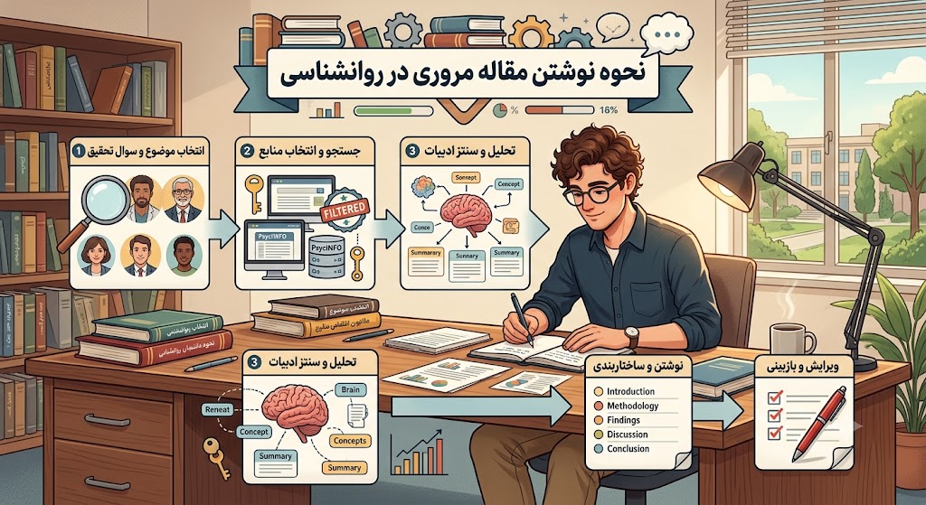 آموزش کامل نحوه نوشتن مقاله مروری در روانشناسی و سایر رشته ها